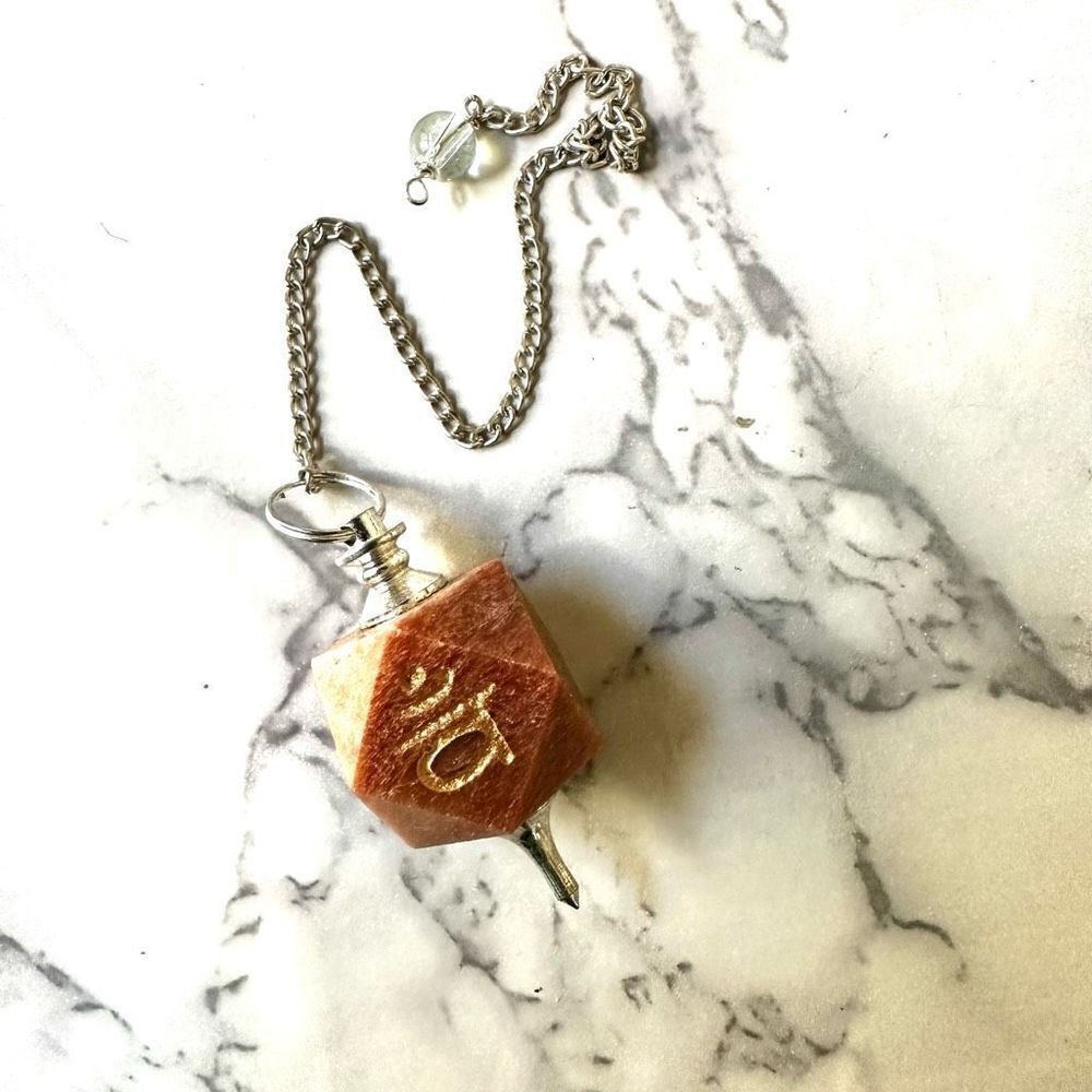 Red aventurine hexagon engraved pendulum